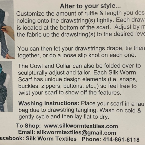Silk Worm original drawstring scarf - Picture 5 of 5